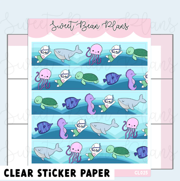 Ocean Bean Washi Strip | Clear Sticker Sheet
