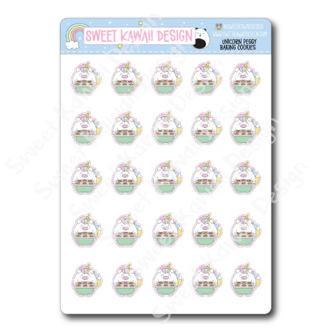 Kawaii Unicorn (Peggy) - Baking | Sticker Sheet