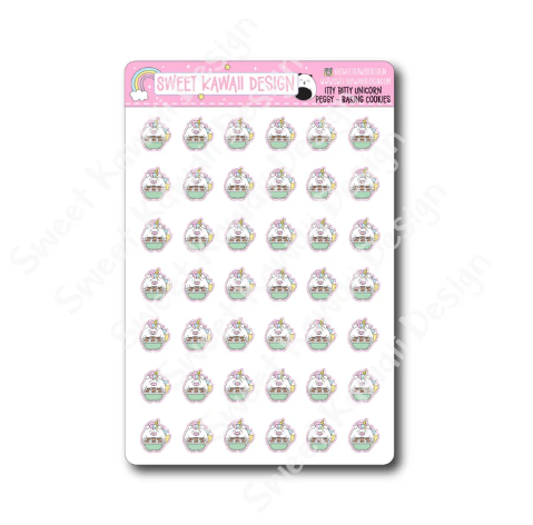 Kawaii Unicorn (Peggy) - Baking | Sticker Sheet