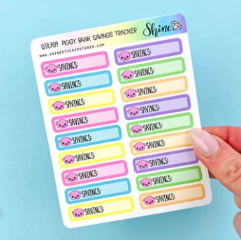 Piggy Bank Savings Tracker | Sticker Sheet