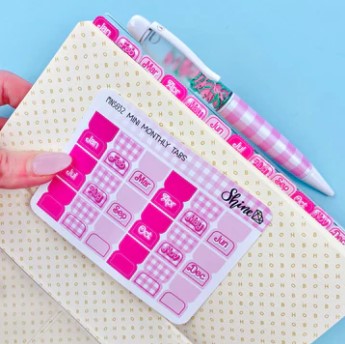 Pink Retro Mini Monthly Tabs | Sticker Sheet