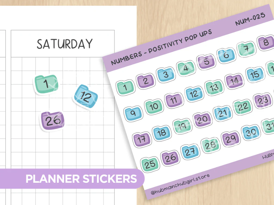 Positivity Pop-Ups - Numbers | Sticker Sheet – Stickie Planning