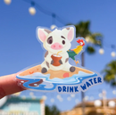 Pua and Hei Hei Drink Water | Transparent Sticker