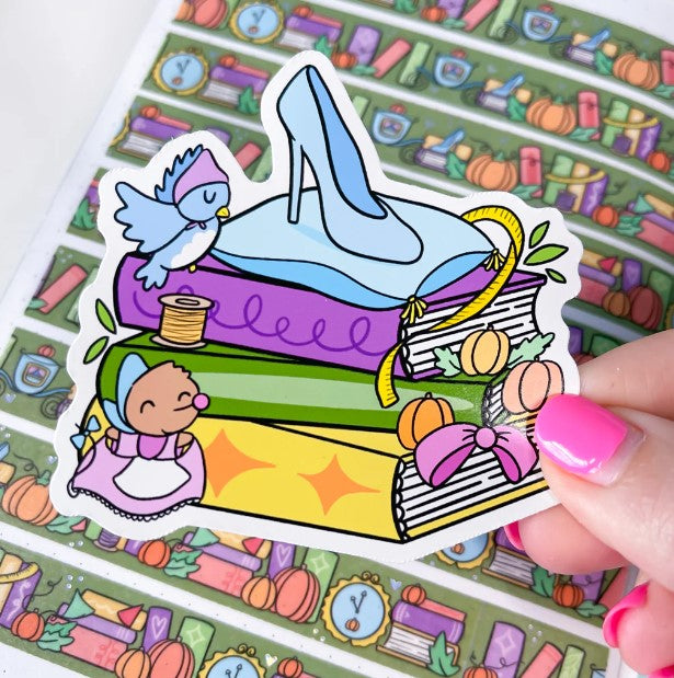 Pumpkin Princess Book Stack | Vinyl Sticker