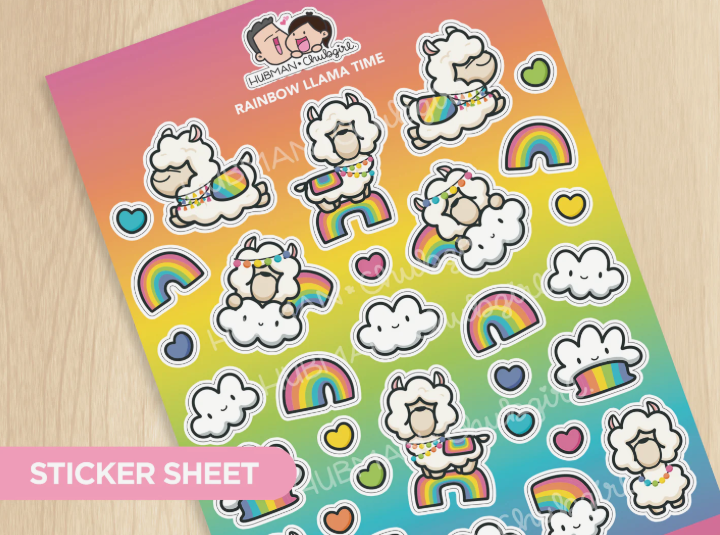 Rainbow Llama Time | BIG Sticker Sheet