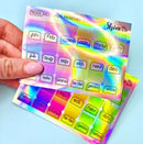 Rainbow HOLO Mini Monthly Tabs | Mini Sheet