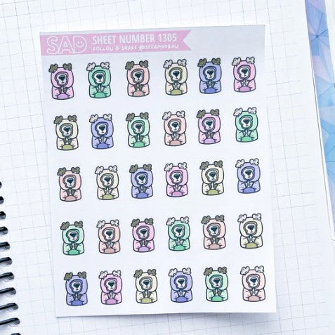 Rainbow Not Today Bears | Sticker Sheet