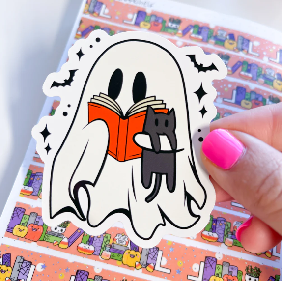 Reading Ghost & Cat | Vinyl Sticker