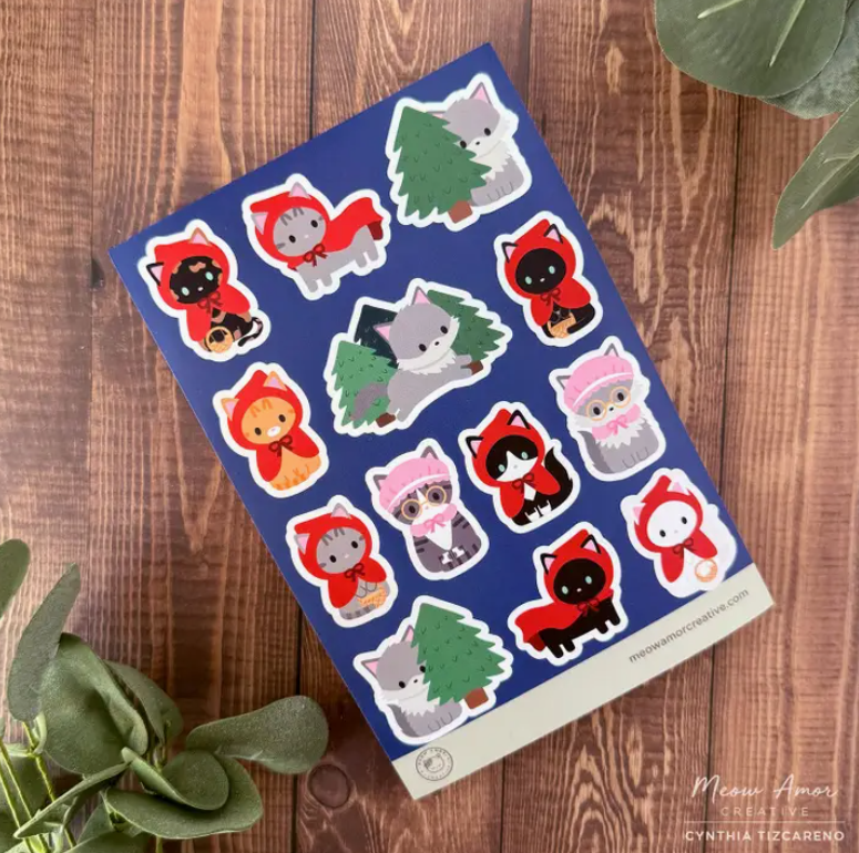 Red Riding Hood Cat | Sticker Sheet