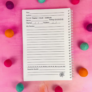 Pink Floral Book Review Journal