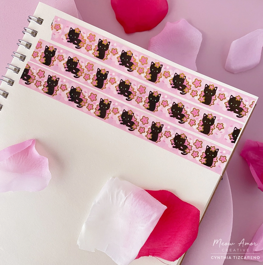 Cherry Blossom Black Cat | Washi