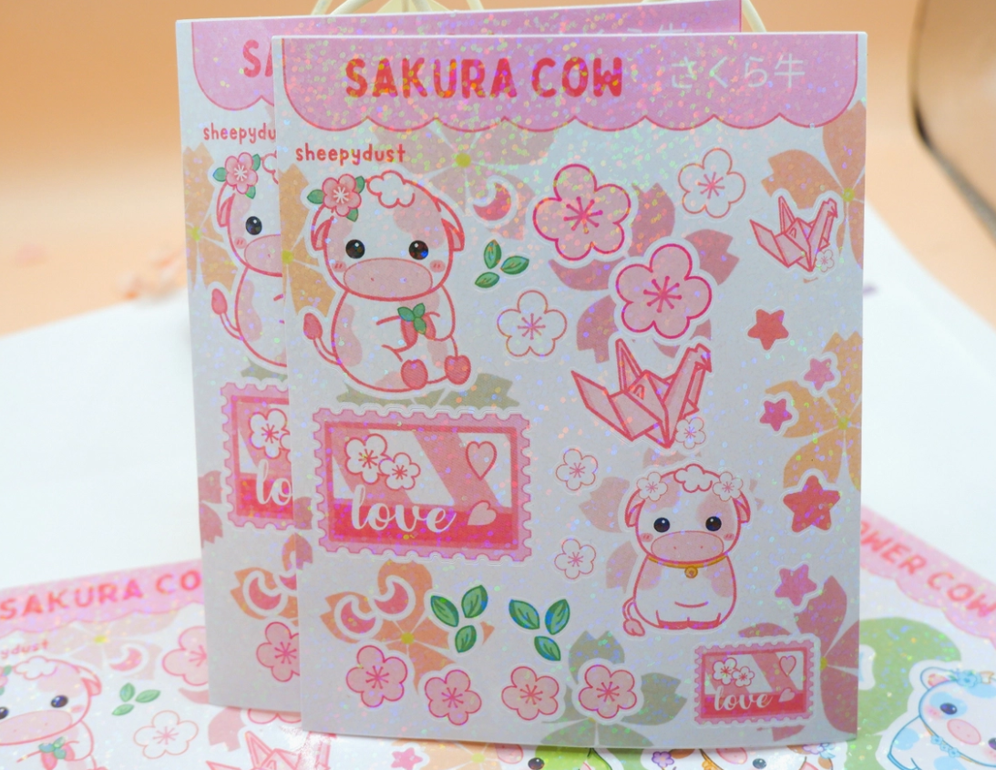 Sakura Cow | Sticker Sheet