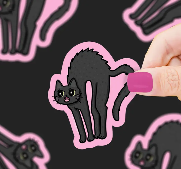 Scared Black Cat | Vinyl Sticker