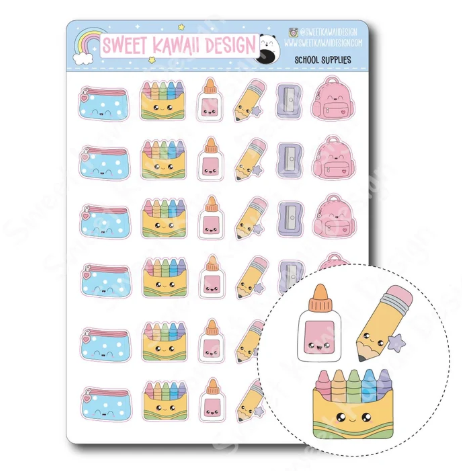 Kawaii School Supplies | Sticker Sheet