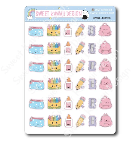 Kawaii School Supplies | Sticker Sheet