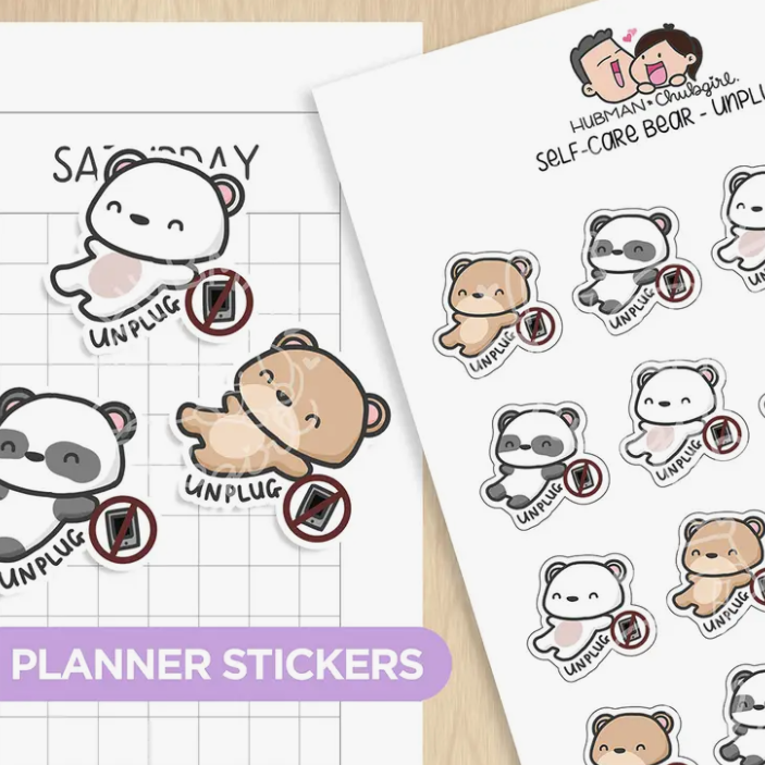 Self-Care Bear - Unplug | Sticker Sheet – Stickie Planning