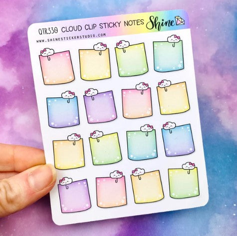 Small Cloud Clip Sticky Note | Sticker Sheet