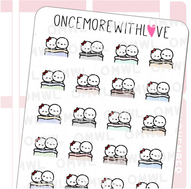 Snuggle and Cuddle Time Couple Relationship | Sticker Sheet