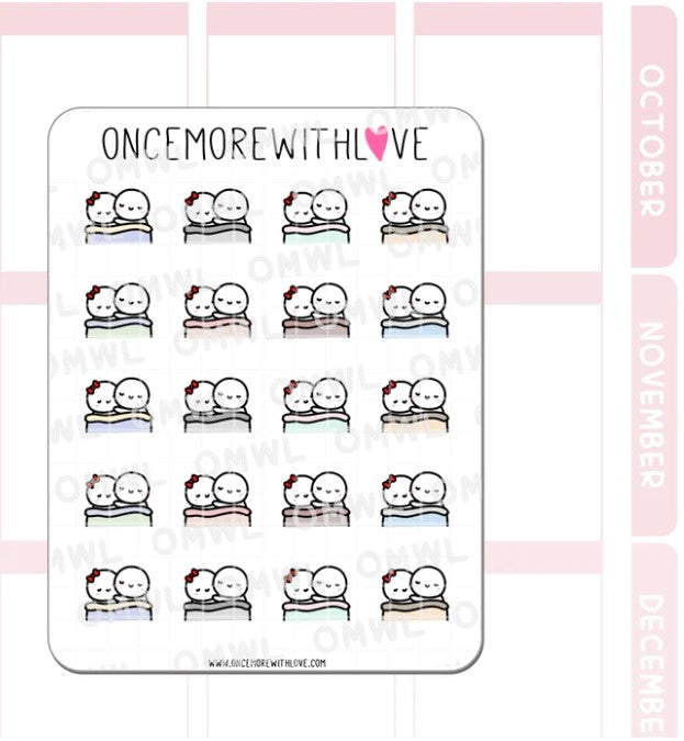 Snuggle and Cuddle Time Couple Relationship | Sticker Sheet