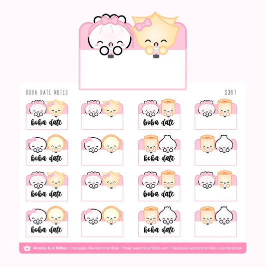 Boba Shop - Boba Date Notes | Sticker Sheet