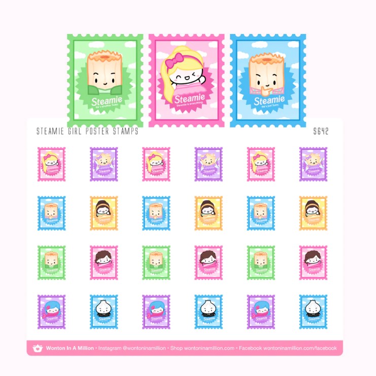 Steamie Girl - Poster Stamps | Sticker Sheet
