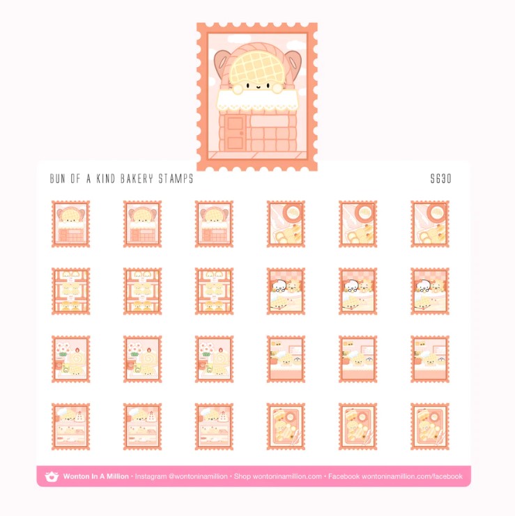 Bun of a Kind Bakery Stamps | Sticker Sheet
