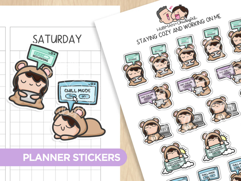 Staying Cozy and Working on Me | Sticker Sheet