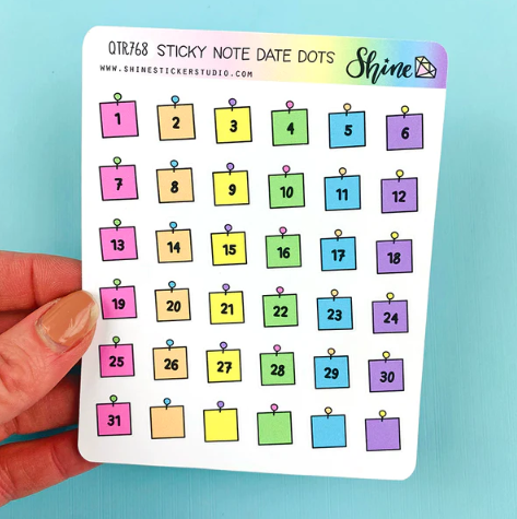 Sticky Note Date Dot Stickers