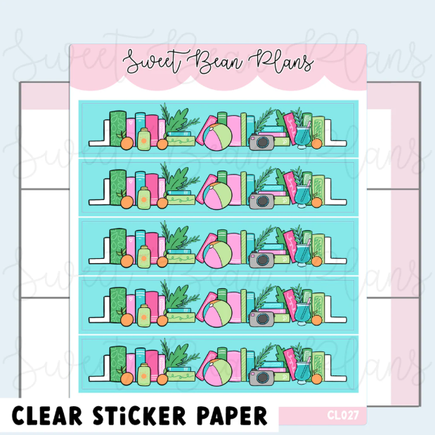 Summer Bookshelf Washi Strip | Clear Sticker Sheet