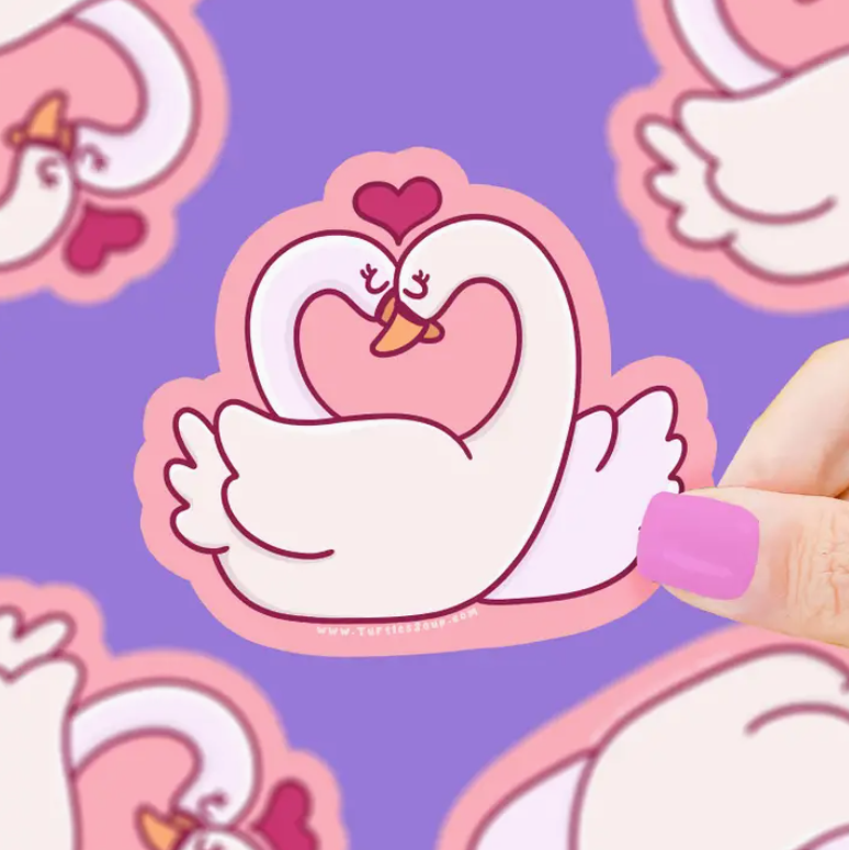 Swan Birds Hearts | Vinyl Sticker