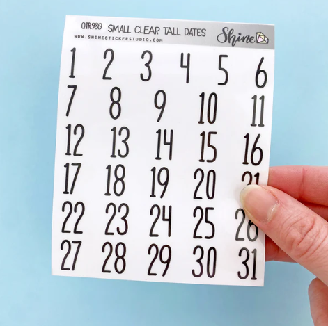 Small Clear Tall Date Numbers | Sticker Sheet