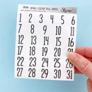 Small Clear Tall Date Numbers | Sticker Sheet