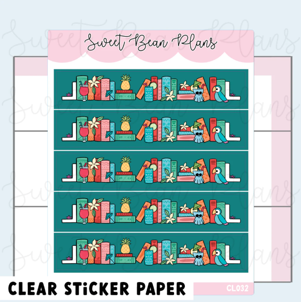 Tiki Bookshelf Washi Strip | Clear Sticker Sheet