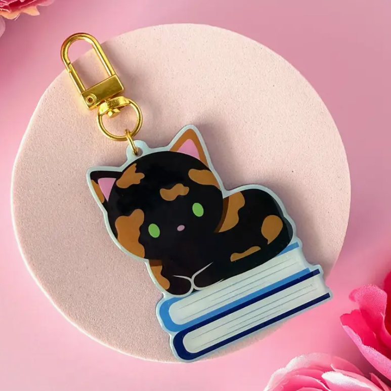 Tortie Cat Book | Acrylic Charm