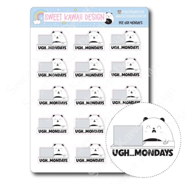 Kawaii Poe - Ugh Mondays | Sticker Sheet