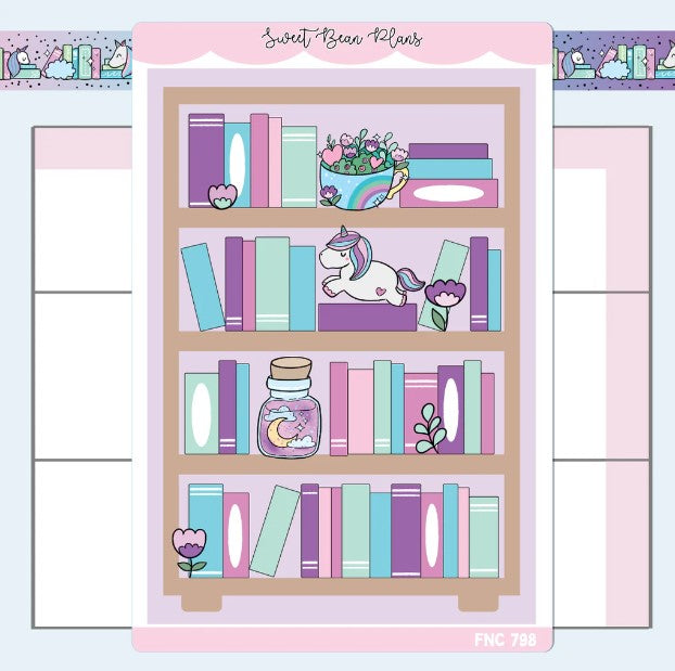 Unicorn Bookshelf | Large Sticker