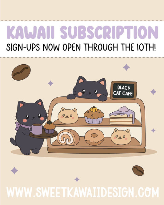 *PRESALE* Sweet Kawaii Designs - Black Cat Cafe | August 2026 Kawaii Kit Subscription