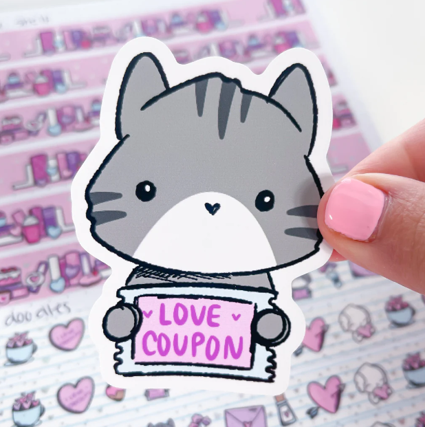 Valentine's Day Kevin the Cat | Vinyl Sticker