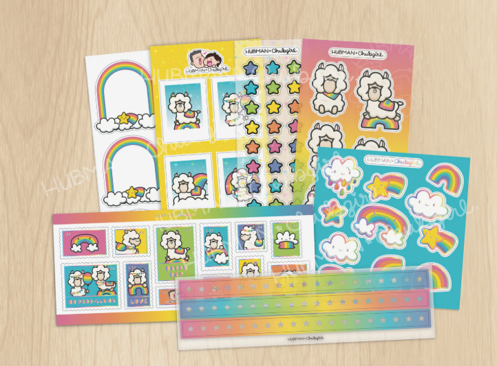 Rainbow Llamas | Variety Sticker Pack