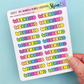 Small Rainbow Bubble Letter Weekend | Sticker Sheet