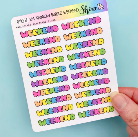 Small Rainbow Bubble Letter Weekend | Sticker Sheet