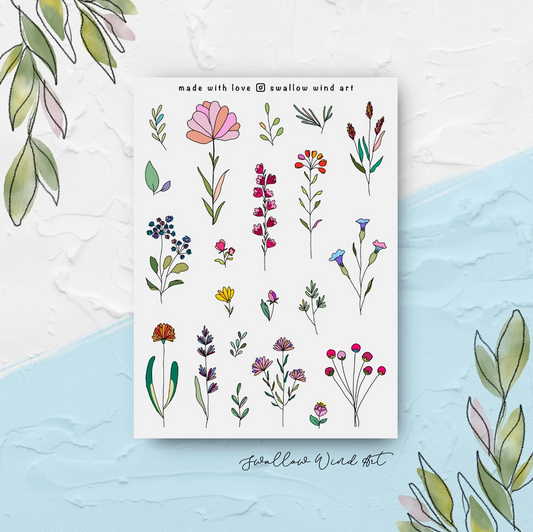 Wildflowers & Leaves v1 | Sticker Sheet