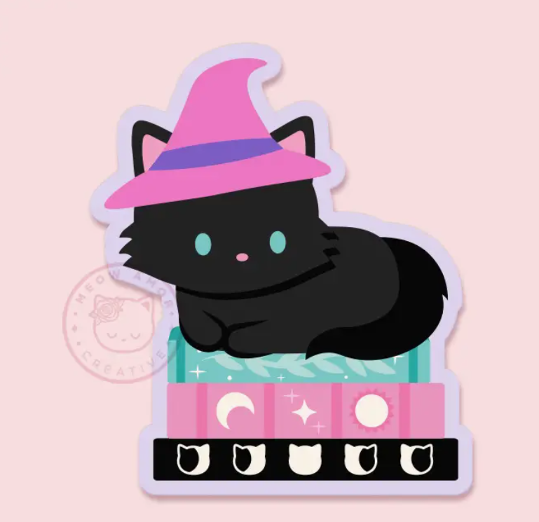 Witchy Book Cat | Vinyl Sticker