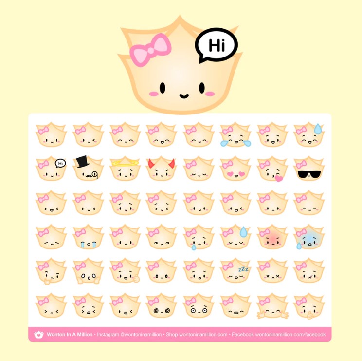 Wonton Dumpling Emojis | Sticker Sheet