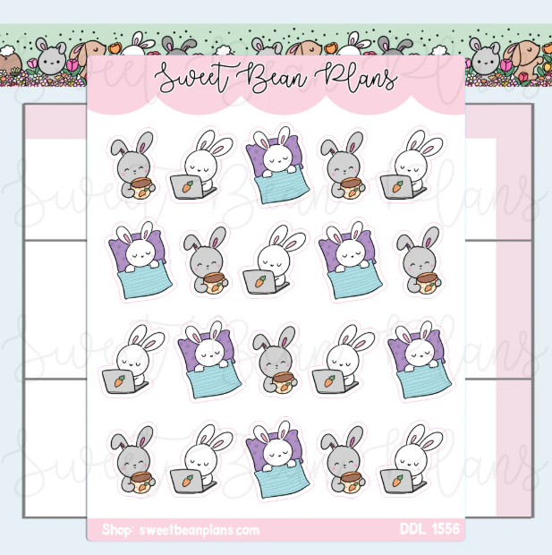 Work & Sleep Bunnies | Sticker Sheet