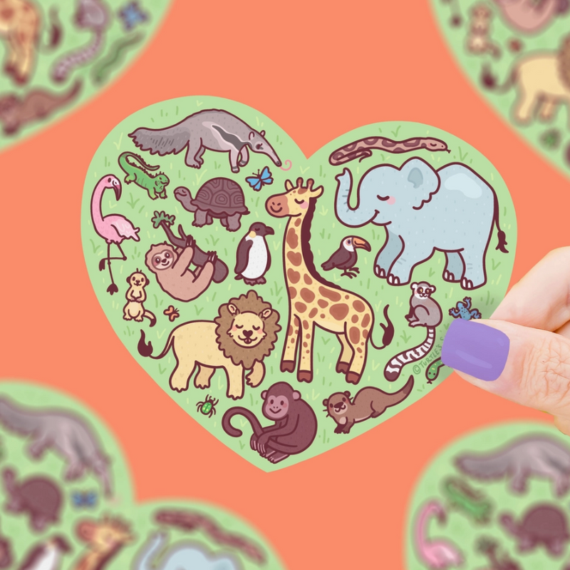 Zoo Animal Heart | Vinyl Sticker