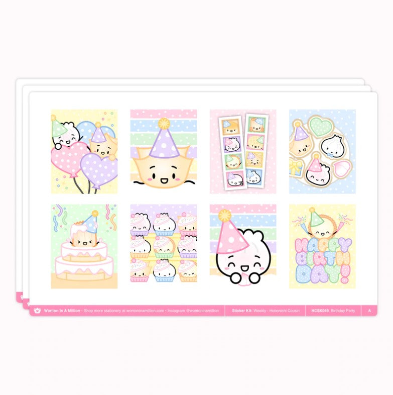 Birthday Party | Hobonichi Cousins Sticker Kit