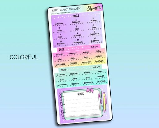 2023 Hobonichi Week Yearly Overview | Sticker Kit