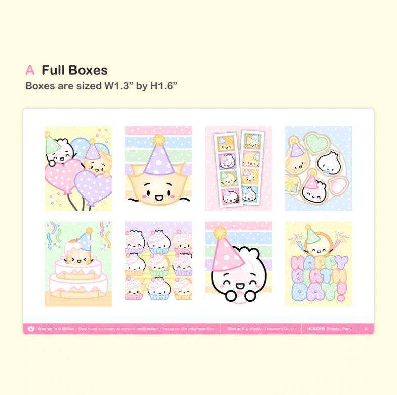 Birthday Party | Hobonichi Cousins Sticker Kit