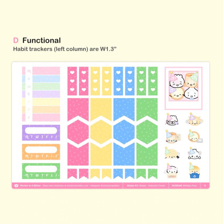 Birthday Party | Hobonichi Cousins Sticker Kit